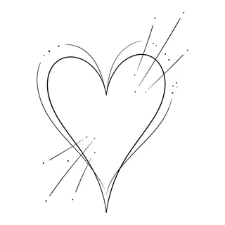 Black and white fine line heart tattoo design, outline stencil for a bicep tattoo