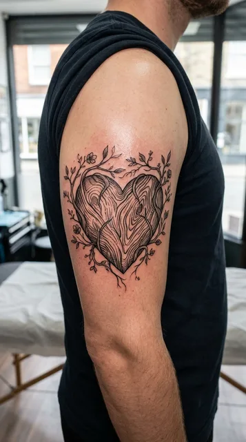 Heart tattoo on the bicep