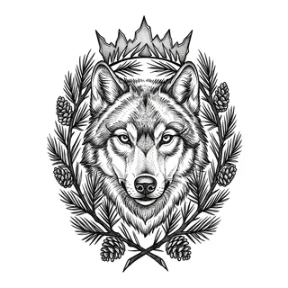 Black and white blackwork tattoo design, drawn flat for a calf tattoo