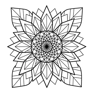 Black and white geometric tattoo design, outline stencil for a calf tattoo