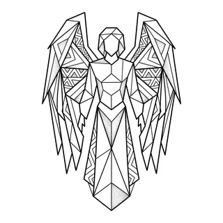 Black and white geometric tattoo design, outline stencil for a calf tattoo
