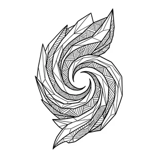 Black and white geometric tattoo design, outline stencil for a calf tattoo