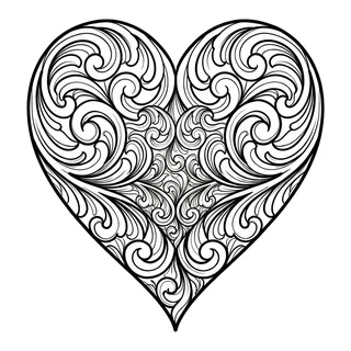 Black and grey illustrative heart tattoo design, drawn flat for a calf tattoo