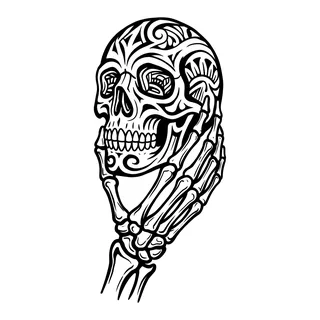 Black and white tribal tattoo design, drawn flat for a calf tattoo