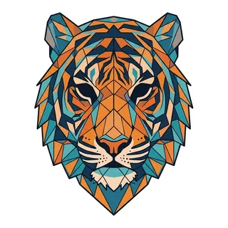 Color geometric tattoo design, outline stencil for a calf tattoo