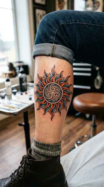 Tattoo on the calf