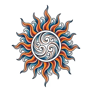 Color Japanese tattoo design, drawn flat for a calf tattoo