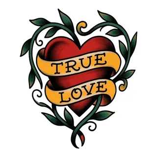 Color traditional heart tattoo design, drawn flat for a calf tattoo