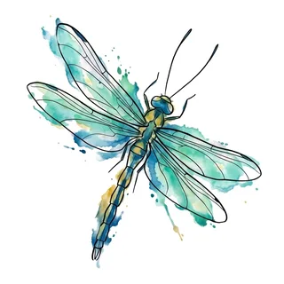 Color watercolor tattoo design, drawn flat for a calf tattoo