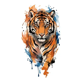 Color watercolor tattoo design, drawn flat for a calf tattoo
