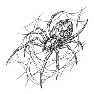 Black and grey biomechanical tattoo design, drawn flat for a chest tattoo