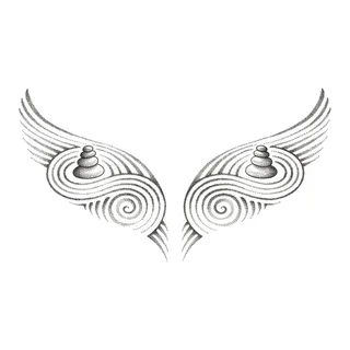 Black and grey dotwork tattoo design, drawn flat for a chest tattoo