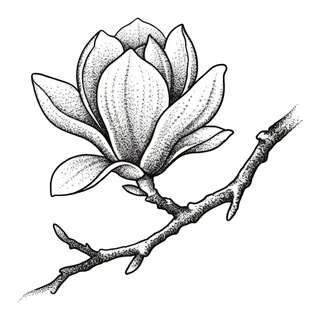 Black and grey dotwork tattoo design, drawn flat for a chest tattoo