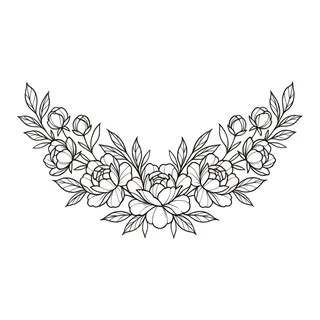 Black and white geometric tattoo design, outline stencil for a chest tattoo