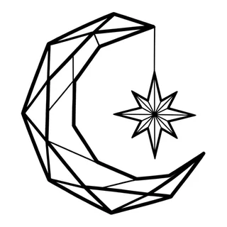 Black and white geometric tattoo design, outline stencil for a chest tattoo