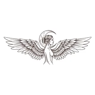 Black and grey illustrative tattoo design, drawn flat for a chest tattoo