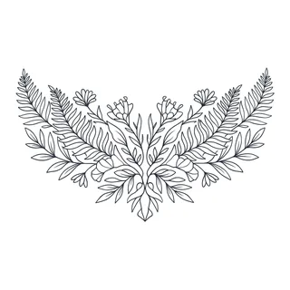 Black and white linework tattoo design, outline stencil for a chest tattoo