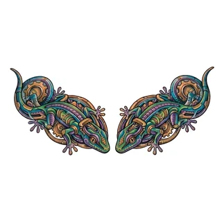 Color biomechanical tattoo design, drawn flat for a chest tattoo