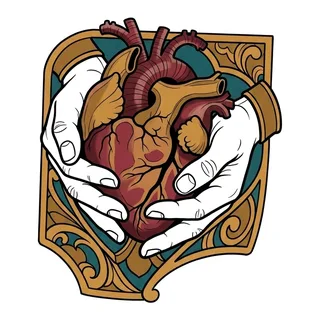 Color neo traditional tattoo design, drawn flat for a chest tattoo