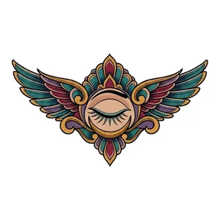 Color new school tattoo design, drawn flat for a chest tattoo