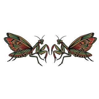 Color traditional tattoo design, drawn flat for a chest tattoo