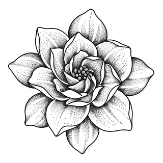 Black and grey dotwork tattoo design, drawn flat for a collarbone tattoo