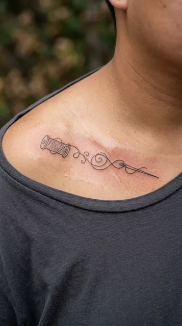 Tattoo on the collarbone
