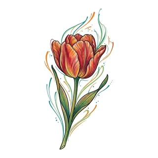 Color illustrative tattoo design, drawn flat for a collarbone tattoo