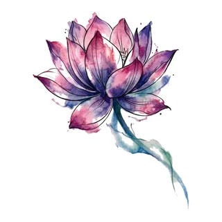 Color watercolor tattoo design, drawn flat for a collarbone tattoo