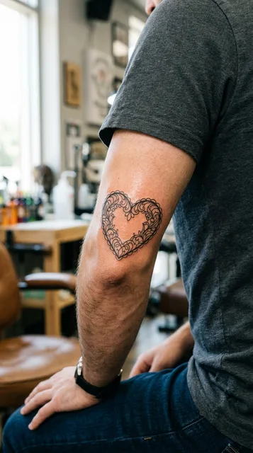 Heart tattoo on the elbow