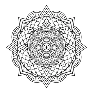 Black and white geometric tattoo design, outline stencil for an elbow tattoo