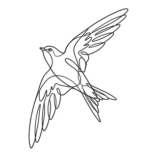 Black and white linework bird tattoo design, outline stencil for an elbow tattoo