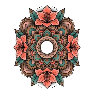 Color neo traditional tattoo design, drawn flat for an elbow tattoo