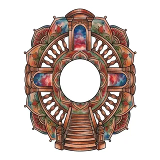 Color watercolor tattoo design, drawn flat for an elbow tattoo
