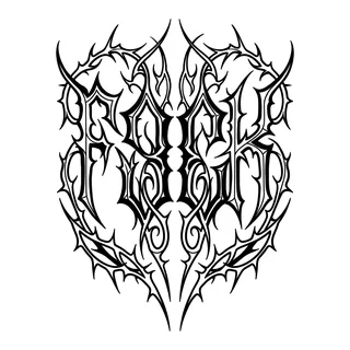 Black and white blackwork ornament tattoo design, drawn flat for a finger tattoo
