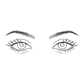 Black and white linework eyes tattoo design, outline stencil for a finger tattoo