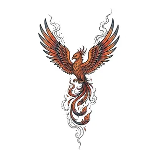 Color illustrative tattoo design, drawn flat for a finger tattoo