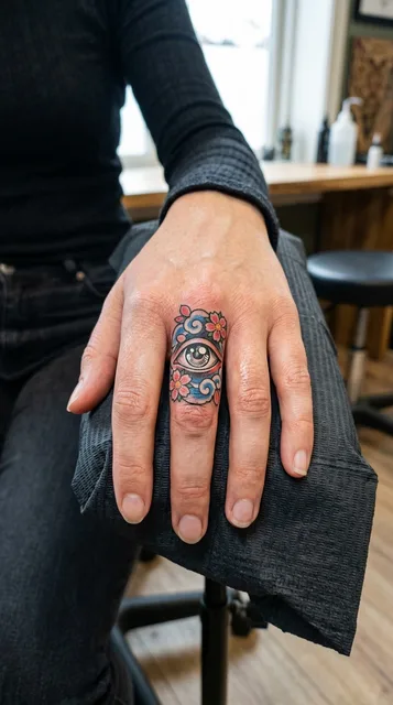 Eye tattoo on the finger
