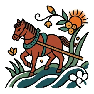 Color Japanese tattoo design, drawn flat for a finger tattoo