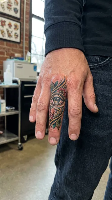 Eye tattoo on the finger