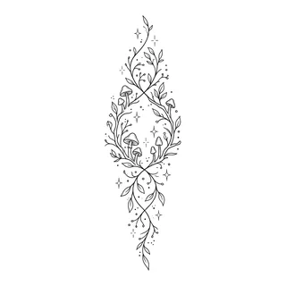 Black and white fine line tattoo design, outline stencil for a foot tattoo