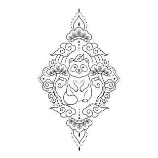 Black and white linework tattoo design, outline stencil for a foot tattoo