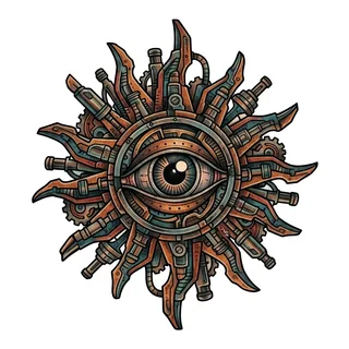 Color biomechanical tattoo design, drawn flat for a foot tattoo