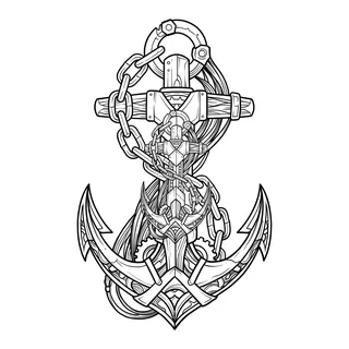 Black and grey biomechanical tattoo design, drawn flat for a forearm tattoo