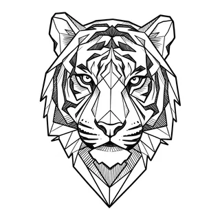 Black and white geometric tattoo design, outline stencil for a forearm tattoo