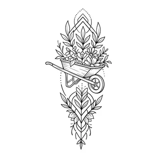 Black and white linework tattoo design, outline stencil for a forearm tattoo