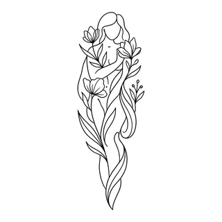 Black and white linework tattoo design, outline stencil for a forearm tattoo