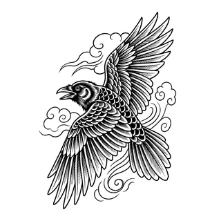 Color Japanese tattoo design, drawn flat for a forearm tattoo