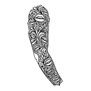 Black and white blackwork lips tattoo design, drawn flat for a full sleeve