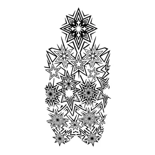 Black and white tribal ornament tattoo design, drawn flat for a full sleeve